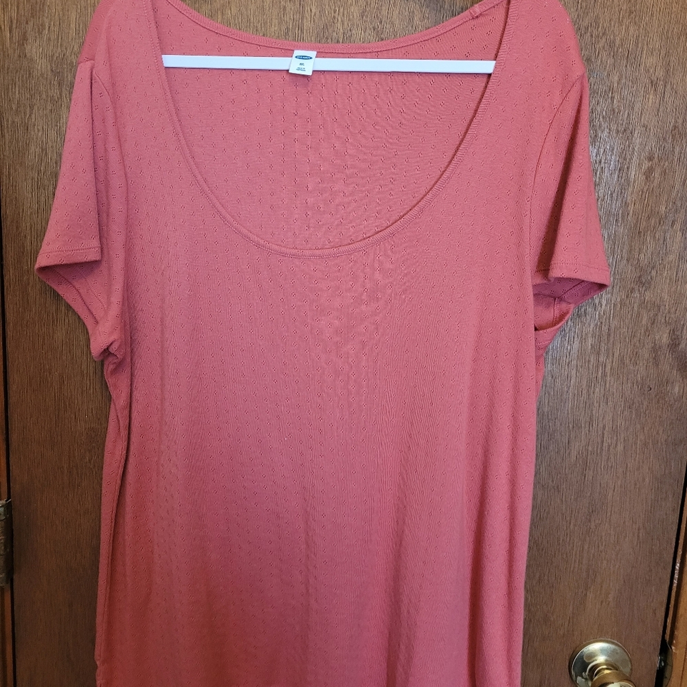 Old Navy Top with Eyelet Knit Pattern Dark Peach Rust Color Womens Plus Size XXL